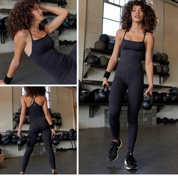 Free People Happiness Runs Square Neck Onesie - Vintage Black - M/L - IR - Picture 2 of 3